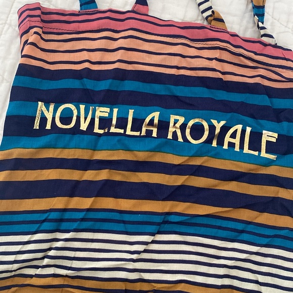 Novella Royale Striped Gold Logo Tote - Picture 2 of 5